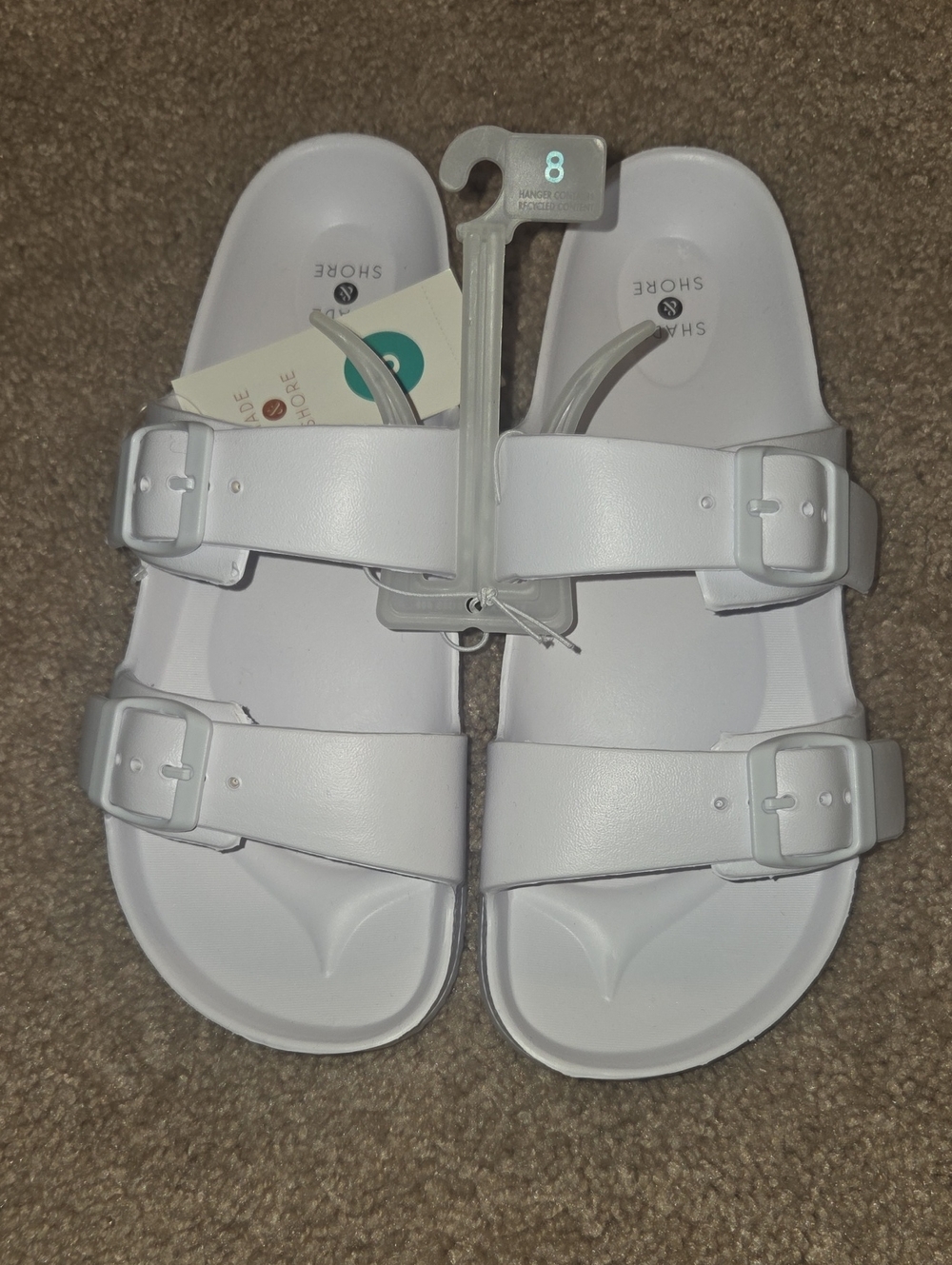 Shade & Shore White Double Buckle Slide Sandals